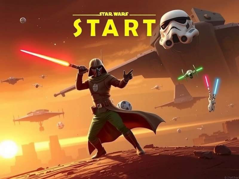 Immersive Star Wars gaming setup with lightsaber and controller