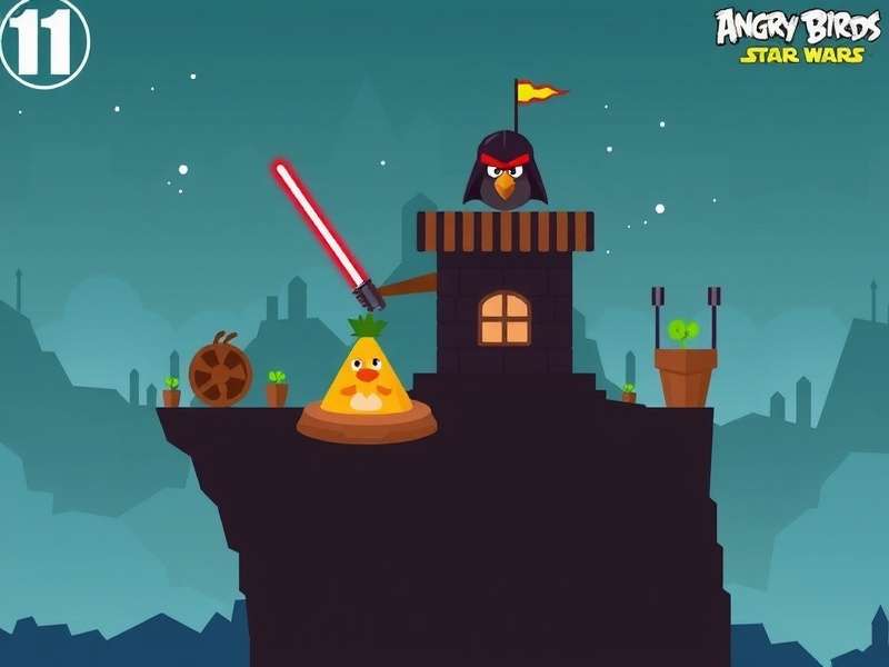 Angry Birds Star Wars Boss Fight Scene showing Darth Vader as a target