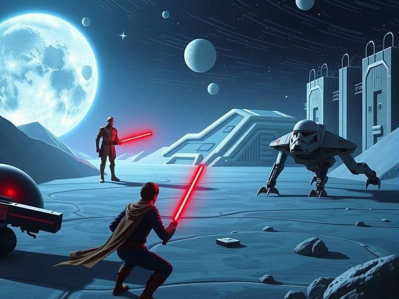 Kids playing Star Wars themed video game together