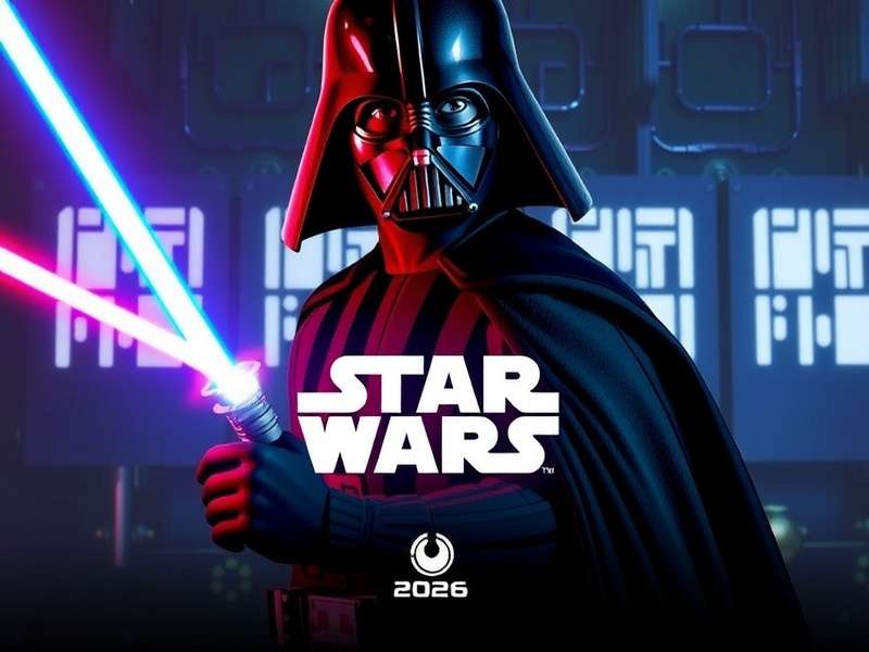 Concept art teasing multiple upcoming Star Wars video games with release dates around 2026