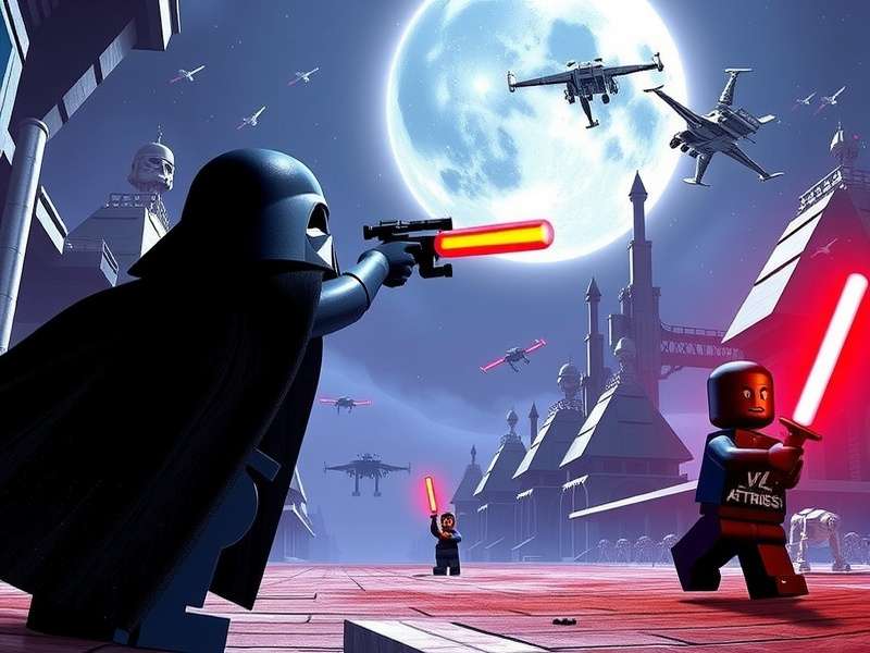 Lego Star Wars game screenshot showing characters in action