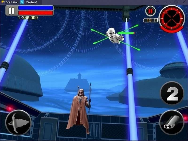 Star Wars game characters collage with lightsabers and spaceships