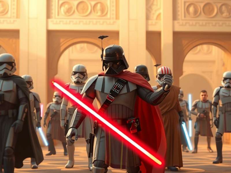 Star Wars 2021 Gameplay screenshot showing a lightsaber duel on a rainy planet