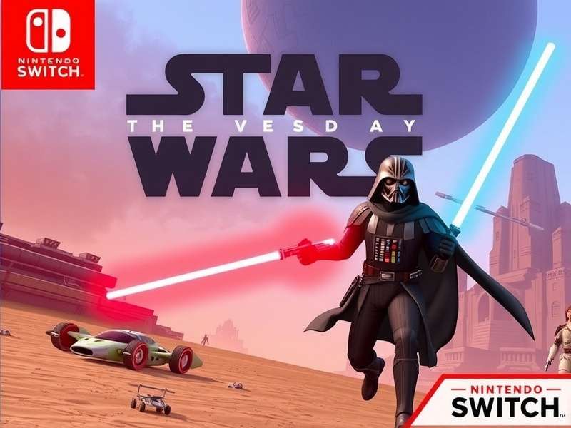 Nintendo Switch with Star Wars game on screen