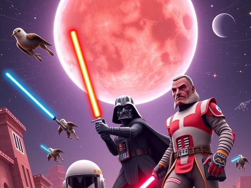 Nintendo Switch with Star Wars themed Joy-Cons and game imagery