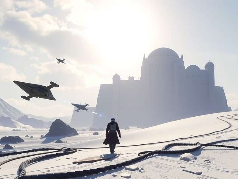 Gamer playing a Star Wars game on a console with a vibrant screen