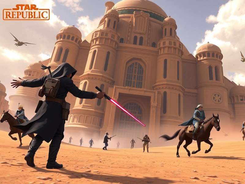 Star Wars The Old Republic gameplay scene showing a Jedi and Sith in combat