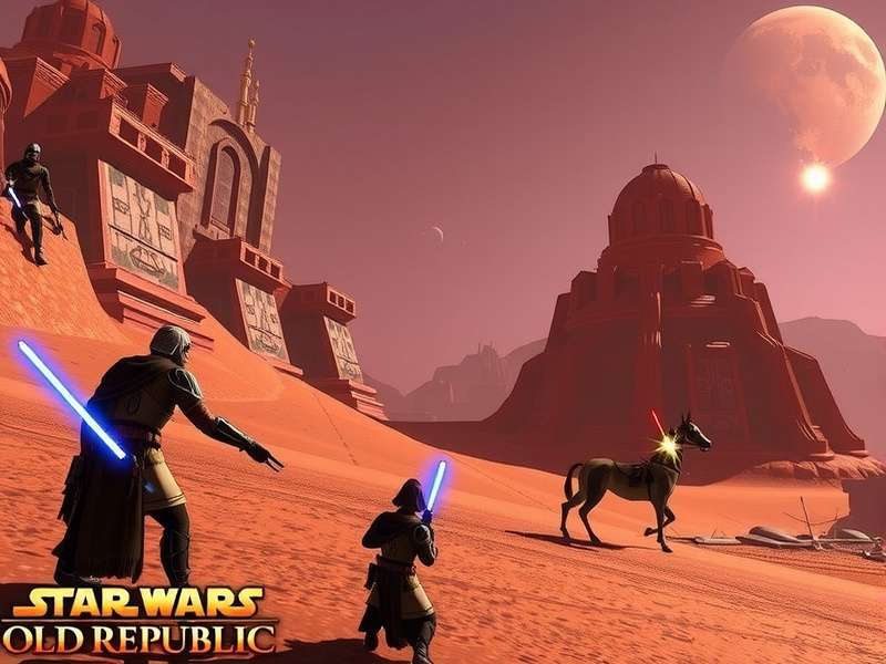 Concept art of the New Star Wars Old Republic Game featuring Jedi and Sith in combat