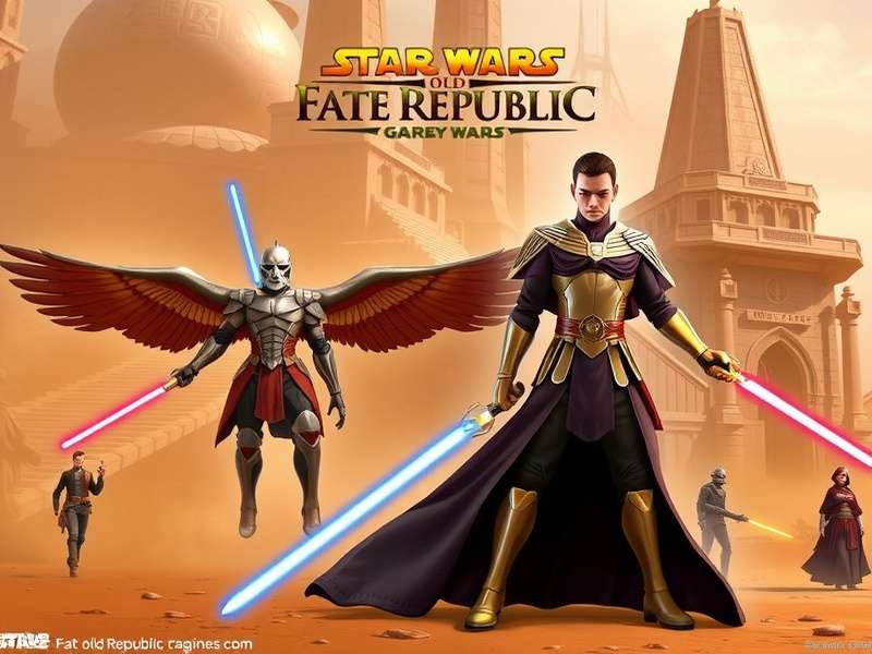 Star Wars Fate Old Republic gameplay scene showing lightsabers and spaceships