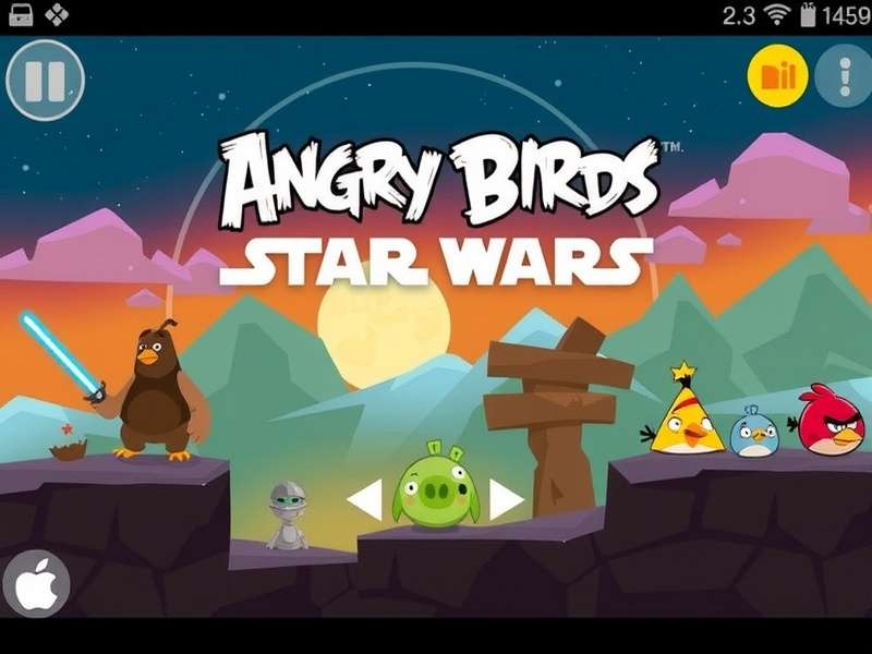Angry Birds Star Wars game collage showing Red Bird as Luke Skywalker and Pigs as Stormtroopers