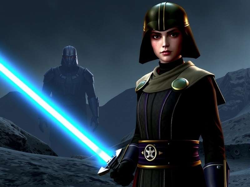 Concept art of an Old Republic Jedi Council chamber with holographic star map