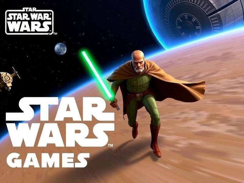 Collection of Star Wars video game characters and logos on a screen