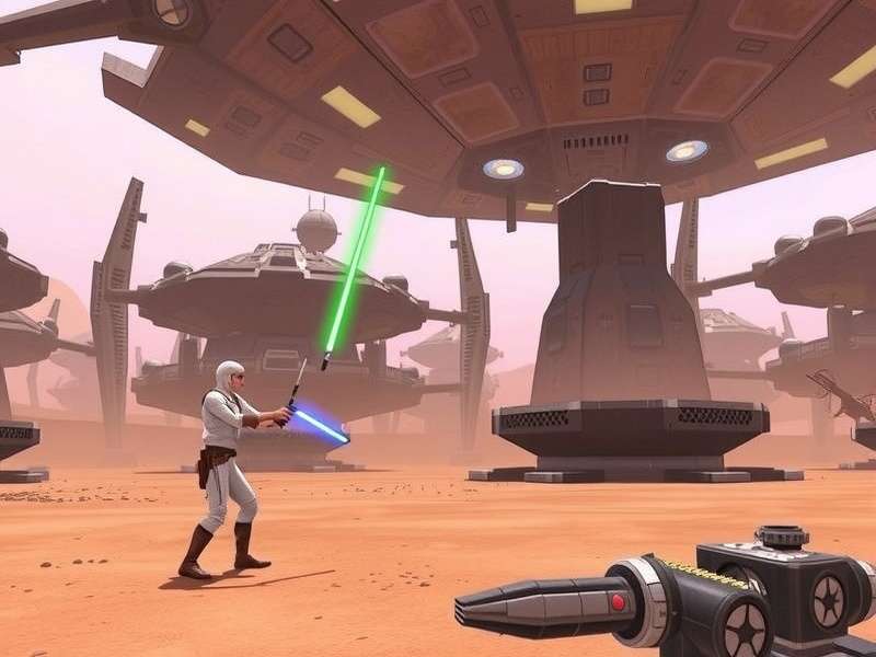 A collection of Star Wars video game logos and characters on multiple screens