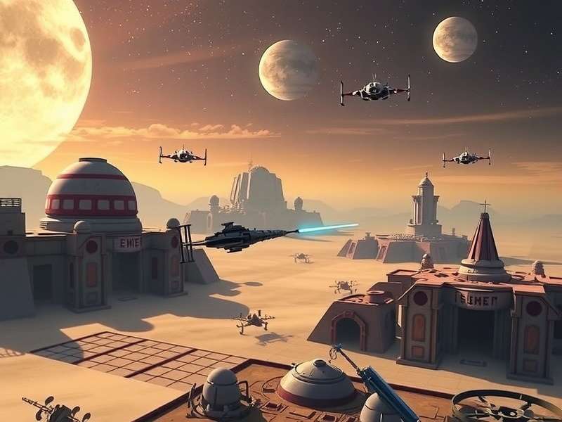 Concept art of a new Star Wars video game showing a lightsaber duel on an alien planet