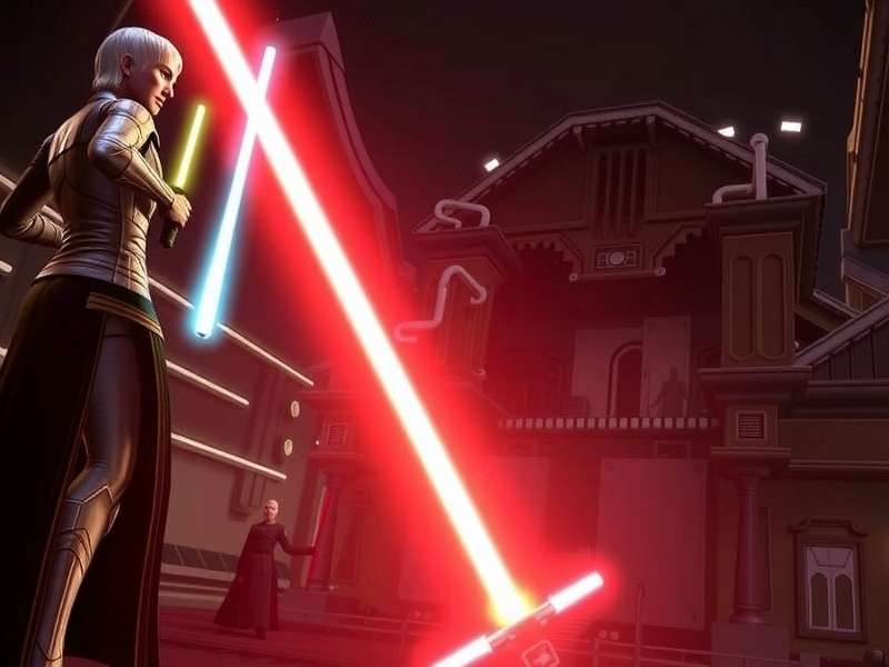 Star Wars Fate of The Old Republic trailer key art showing Jedi and Sith in conflict