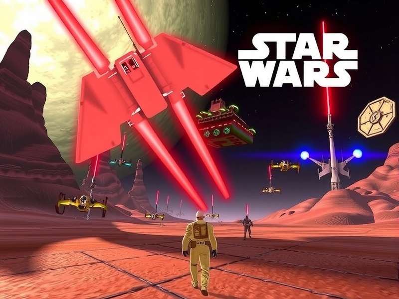 Star Wars gaming setup with multiple monitors showing different Star Wars games