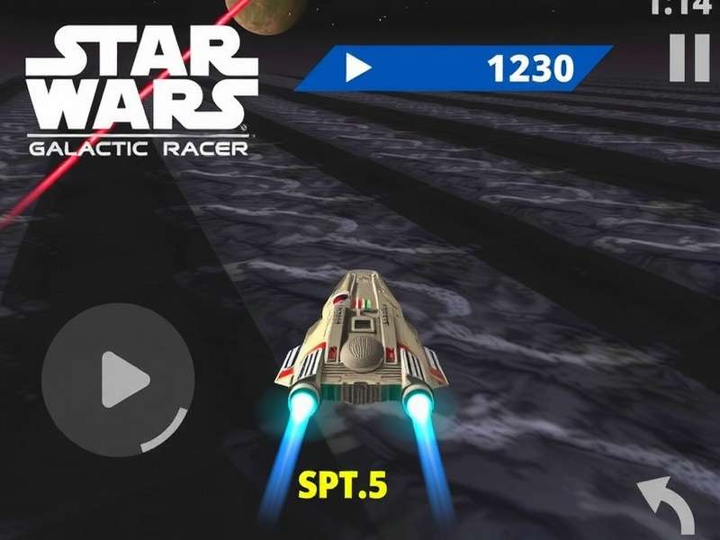 In-game screenshot showing detailed podracer customization menu with various parts
