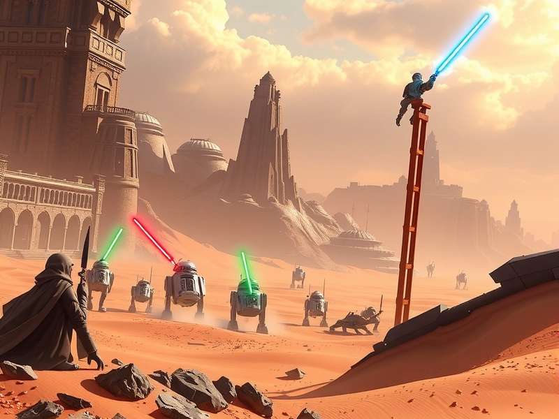 Concept art of New Star Wars Game showing a lightsaber duel