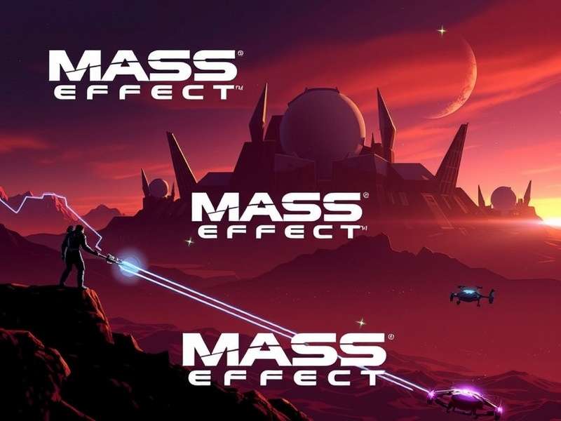 Concept art for the New Mass Effect Game showing a mysterious planet and a Normandy-like ship