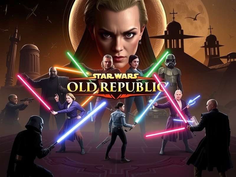 Epic Star Wars Fate Of The Old Republic release key art featuring Jedi and Sith in the Old Republic era