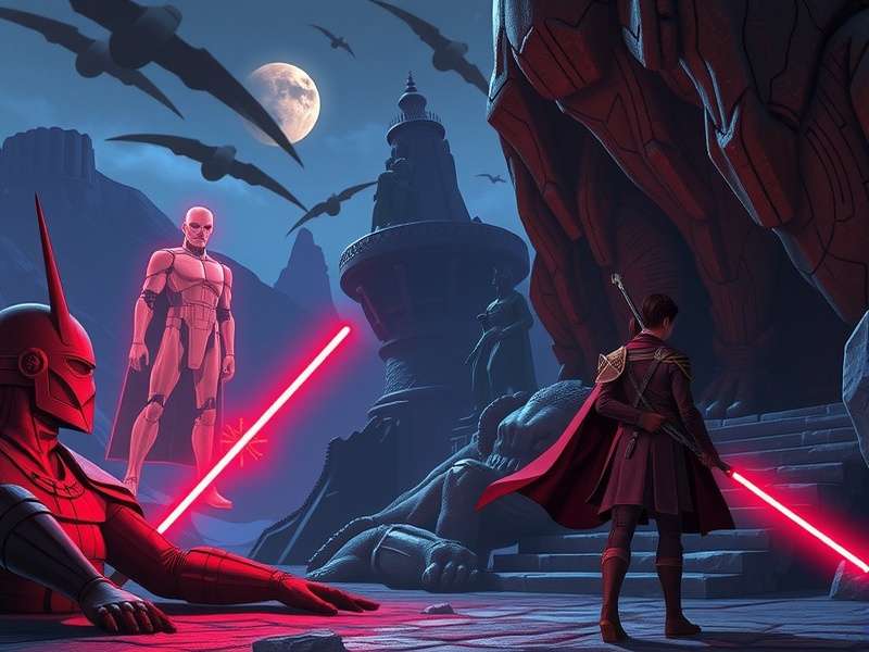 Star Wars Knights of the Old Republic epic scene with Jedi and starships