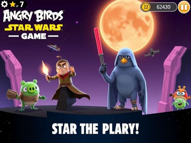 Angry Birds Star Wars game for PC download hero banner showing iconic characters and starship background