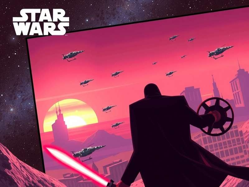 A thrilling concept art of upcoming Star Wars games featuring stormtroopers, starships and a vibrant galaxy backdrop